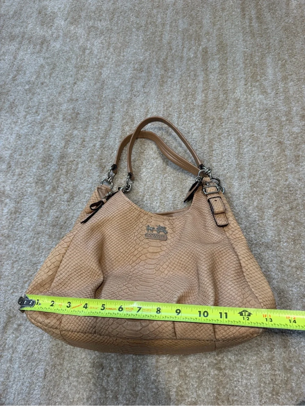 Coach Tan Embossed Snakeskin Leather Shoulder Bag